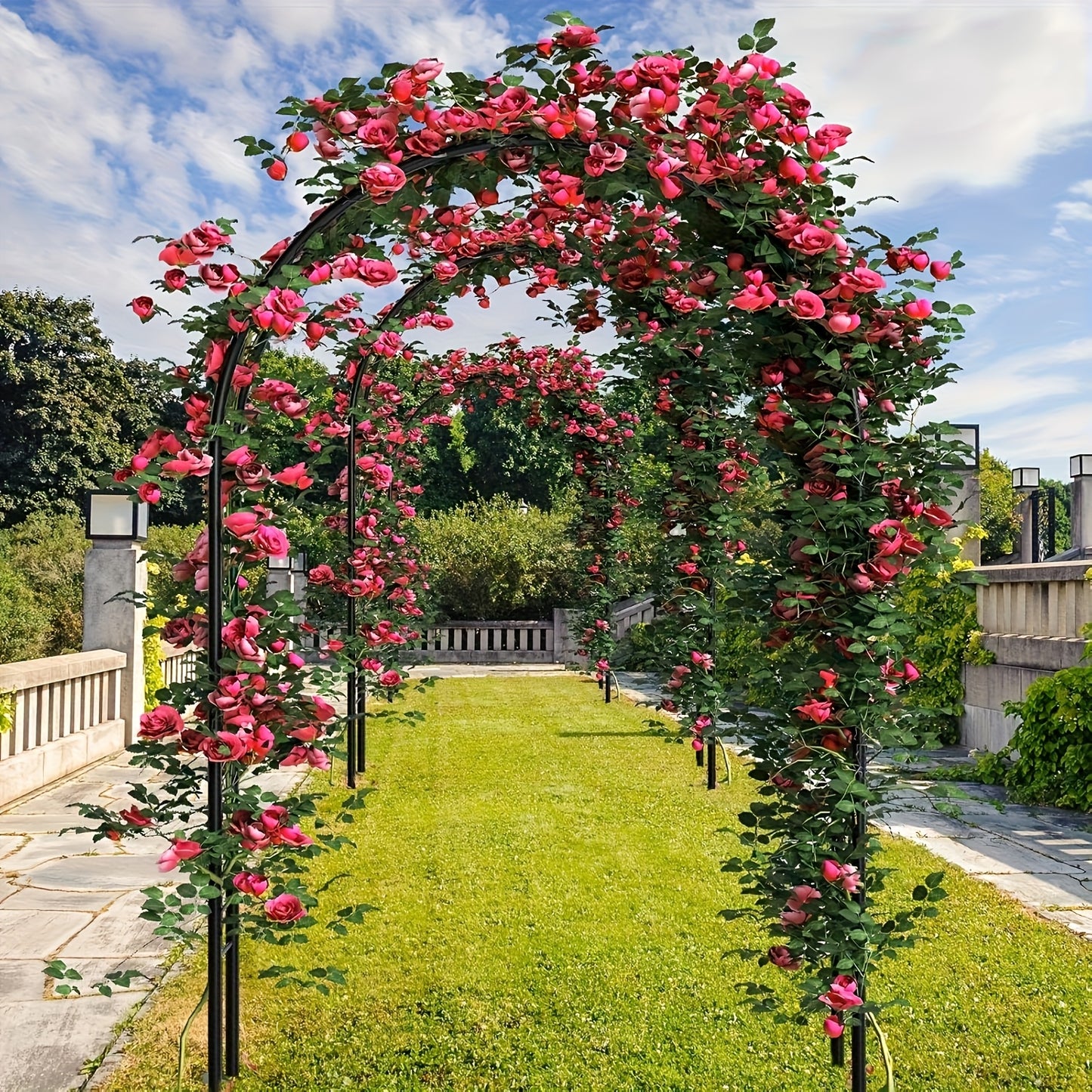 Freely Assembled 2‑Size Metal Garden Arch, Outdoor Trellis for Climbing Plants Wedding Garden Decoration