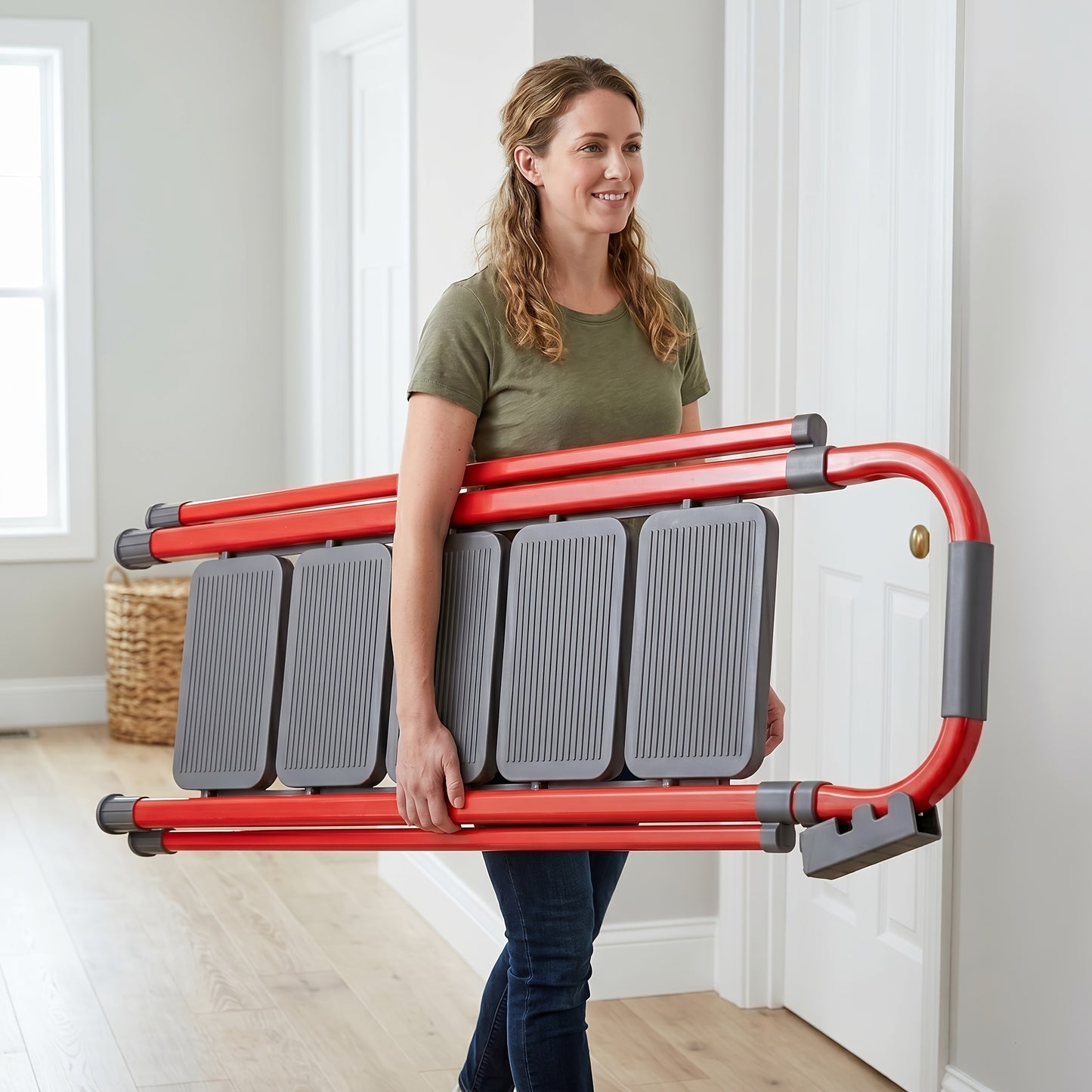 2/3/4/5 Step Folding Ladder, 490Lbs Weight Capacity Anti‑Slip Safety Lock Design, Rust‑Resistant Home Garage Industrial Ladder