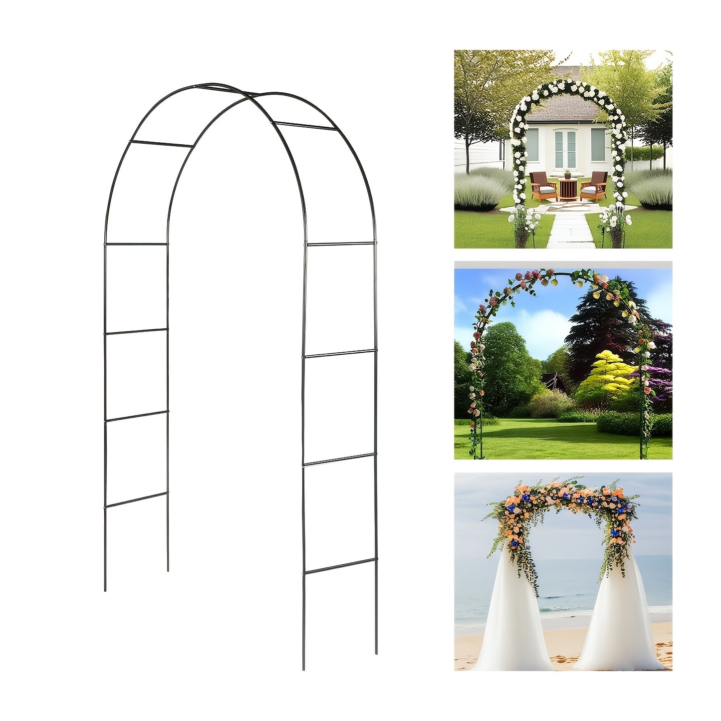 Freely Assembled 2‑Size Metal Garden Arch, Outdoor Trellis for Climbing Plants Wedding Garden Decoration