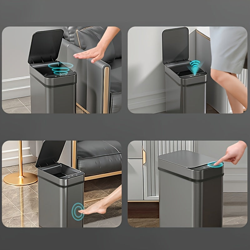 Black 2‑Pack Motion Sensor Smart Trash Can, 2.94 Gallon Touchless Lid Waste Bin for Bathroom Home