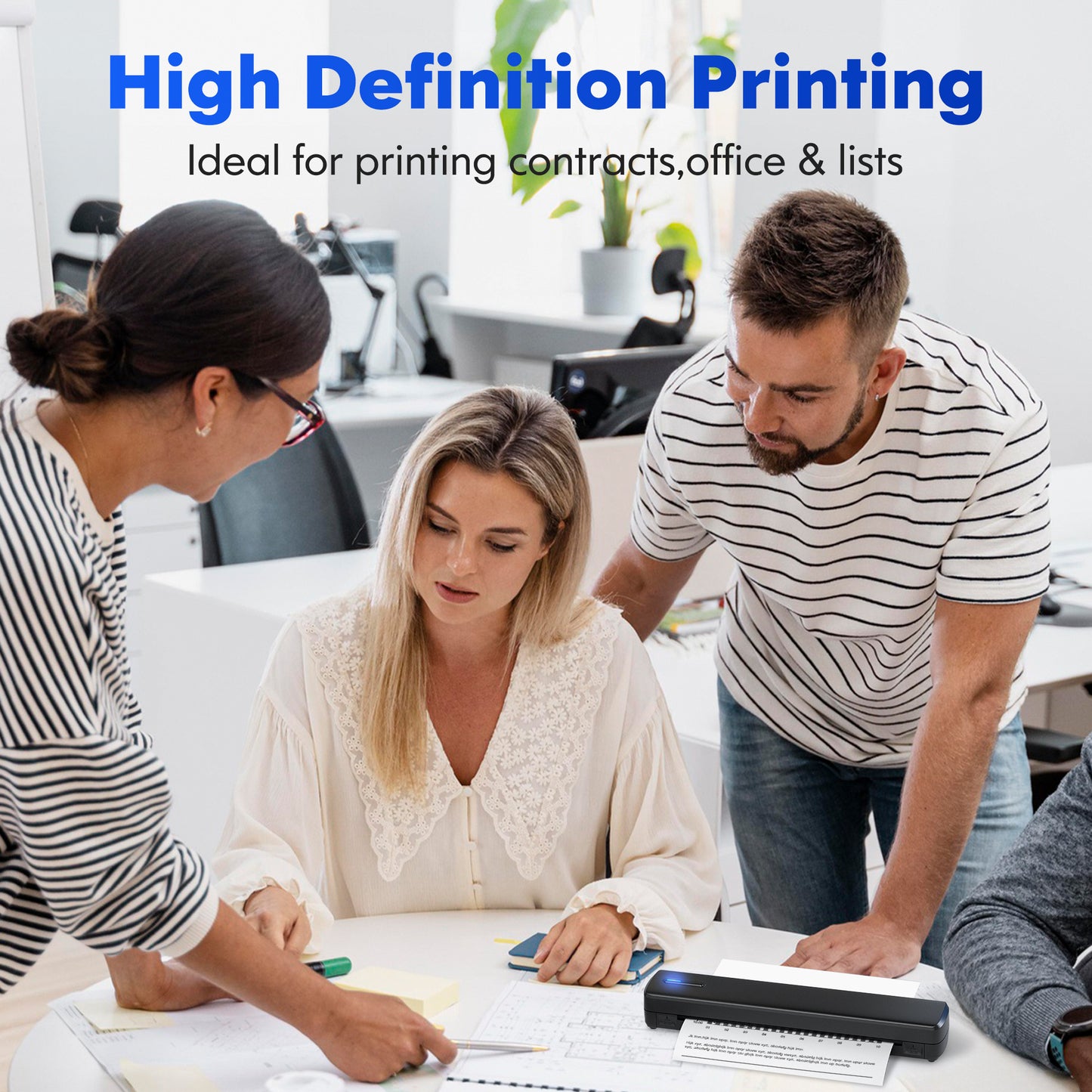 Portable Wireless Inkless Thermal Printer, Compact Travel Printer for Phone Laptop Pad, Supports Folding/Roll/Tattoo Paper