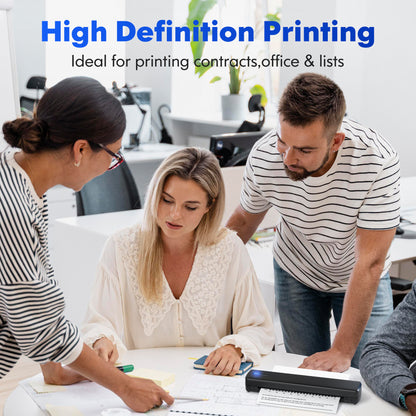 Portable Wireless Inkless Thermal Printer, Compact Travel Printer for Phone Laptop Pad, Supports Folding/Roll/Tattoo Paper