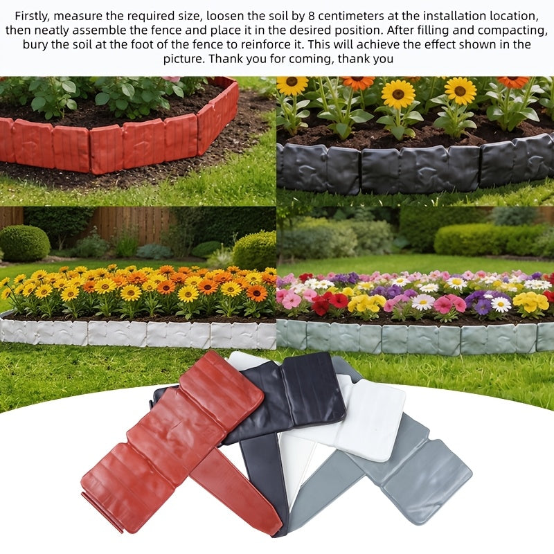 50Pcs Plastic Garden Landscape Boundary Fence, Easy Install Lawn Partition Fence for Outdoor Vegetable Garden Yard Decoration