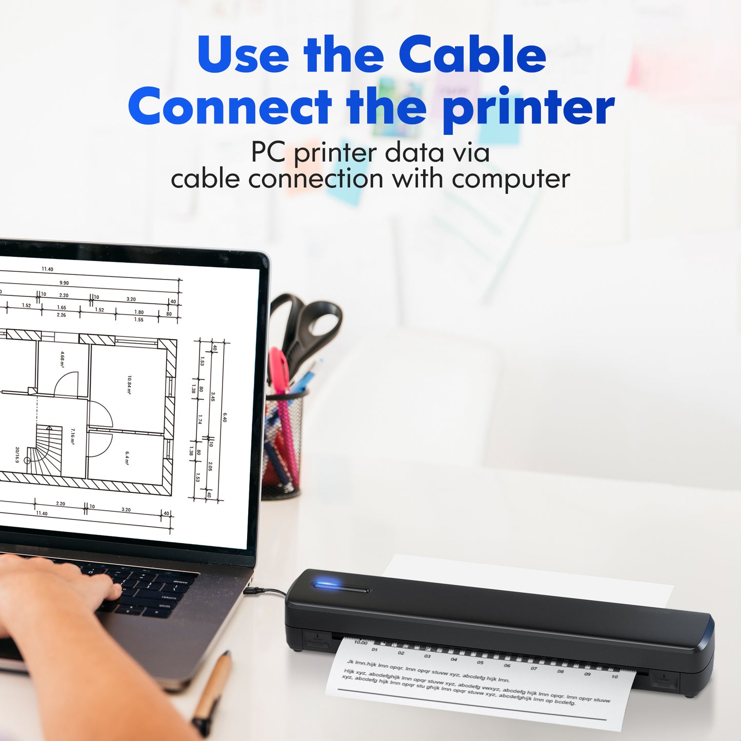 Portable Wireless Inkless Thermal Printer, Compact Travel Printer for Phone Laptop Pad, Supports Folding/Roll/Tattoo Paper