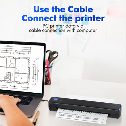 Portable Wireless Inkless Thermal Printer, Compact Travel Printer for Phone Laptop Pad, Supports Folding/Roll/Tattoo Paper