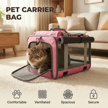Airline Approved Collapsible Pet Carrier for Medium Cats Small Dogs, Oxford Cloth Breathable Travel Crate with Leash & Collar