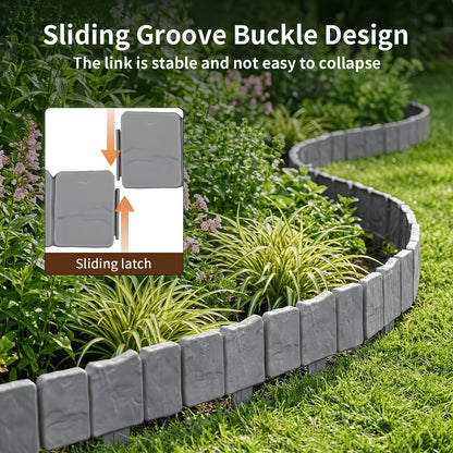 50Pcs Plastic Garden Landscape Boundary Fence, Easy Install Lawn Partition Fence for Outdoor Vegetable Garden Yard Decoration