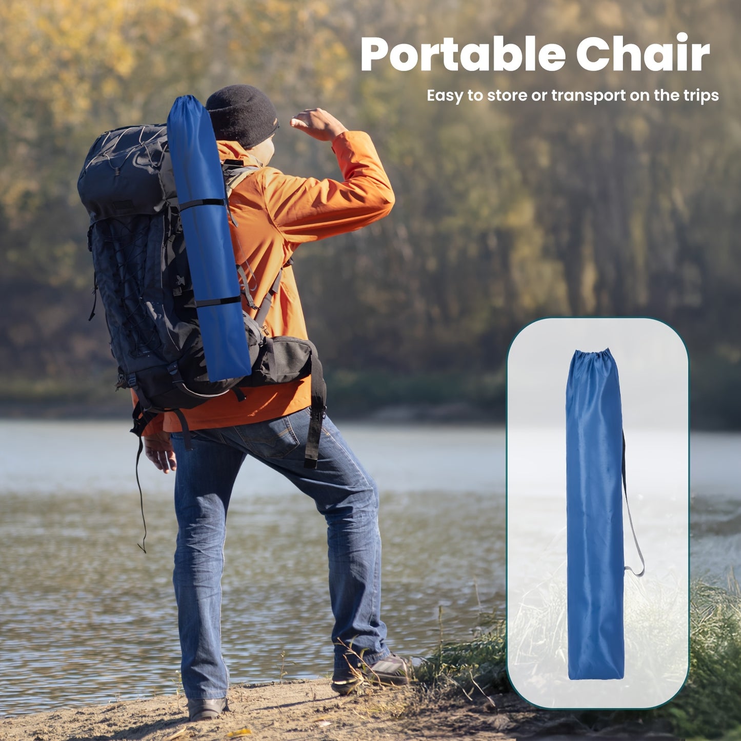 1/2 Pack Extra Large Heavy Duty Folding Camping Chair, 500 Lbs Capacity with Side Pocket Cooler Bag Cup Holder