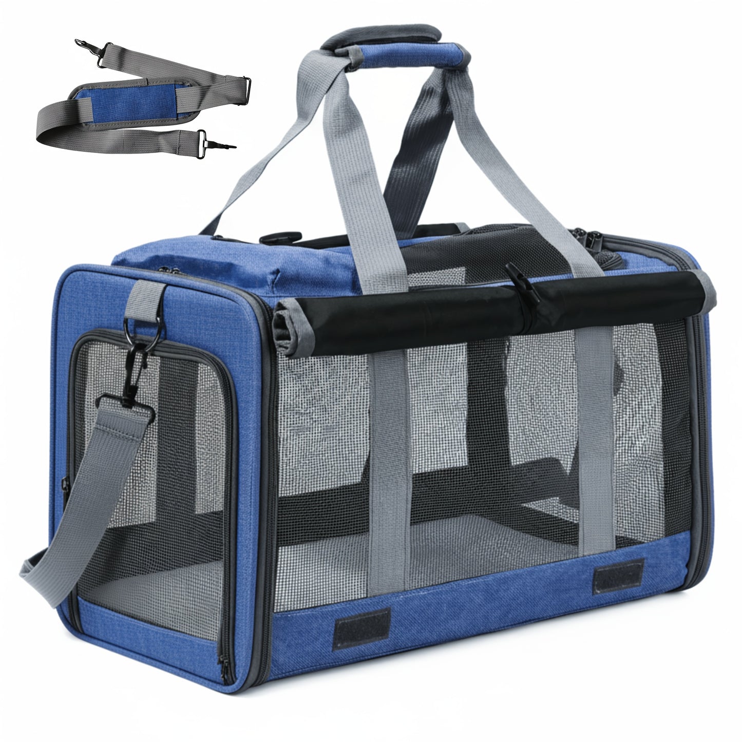 Airline Approved Collapsible Pet Carrier for Medium Cats Small Dogs, Oxford Cloth Breathable Travel Crate with Leash & Collar