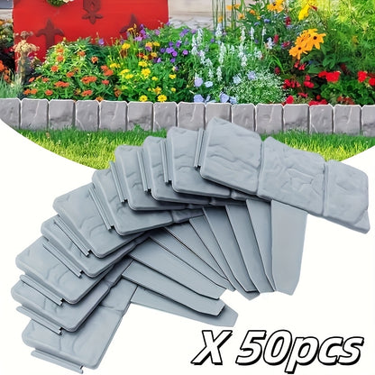 50Pcs Plastic Garden Landscape Boundary Fence, Easy Install Lawn Partition Fence for Outdoor Vegetable Garden Yard Decoration