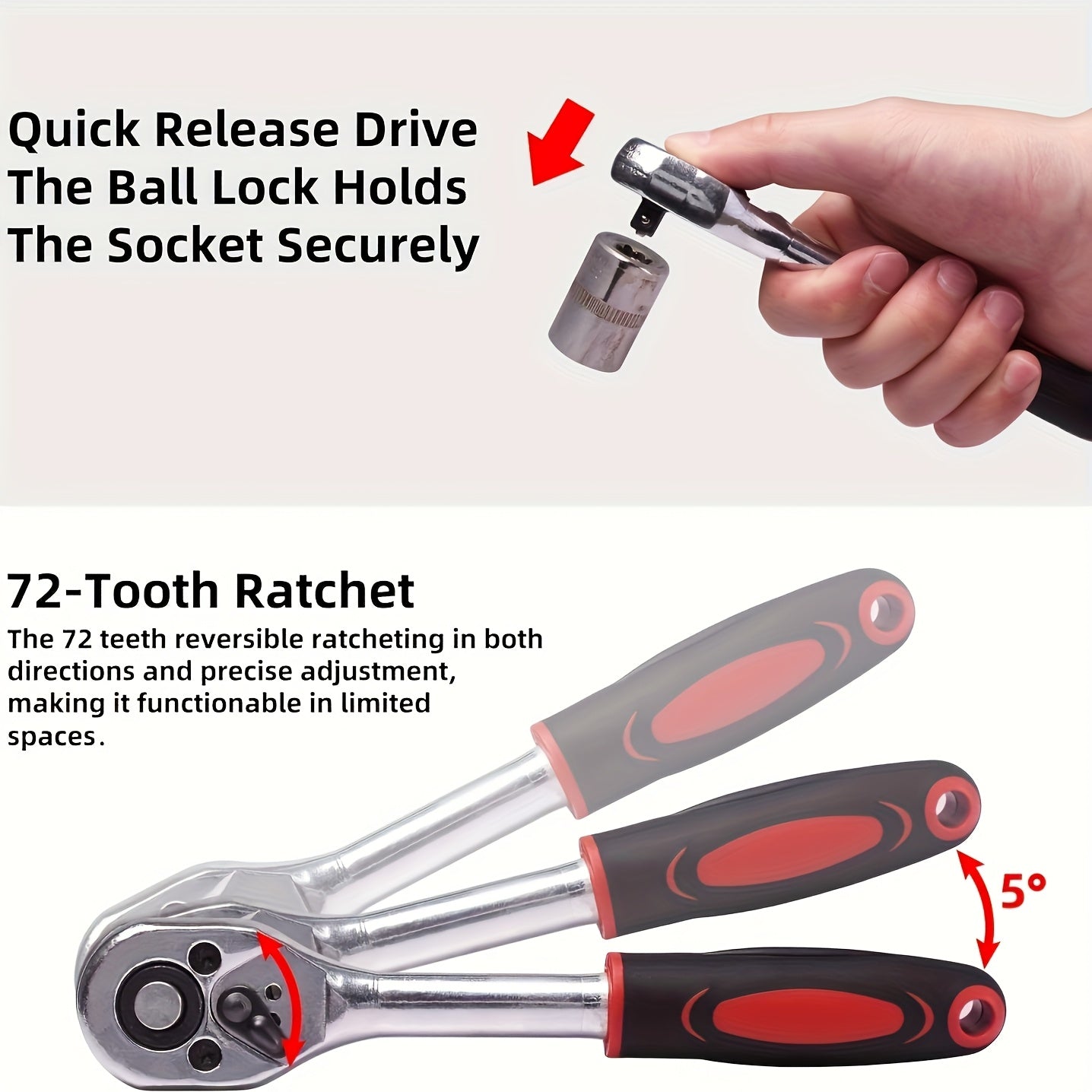 50/53Pcs Professional Ratchet Wrench Tool Set, High‑End Auto & Bicycle Maintenance Repair Kit