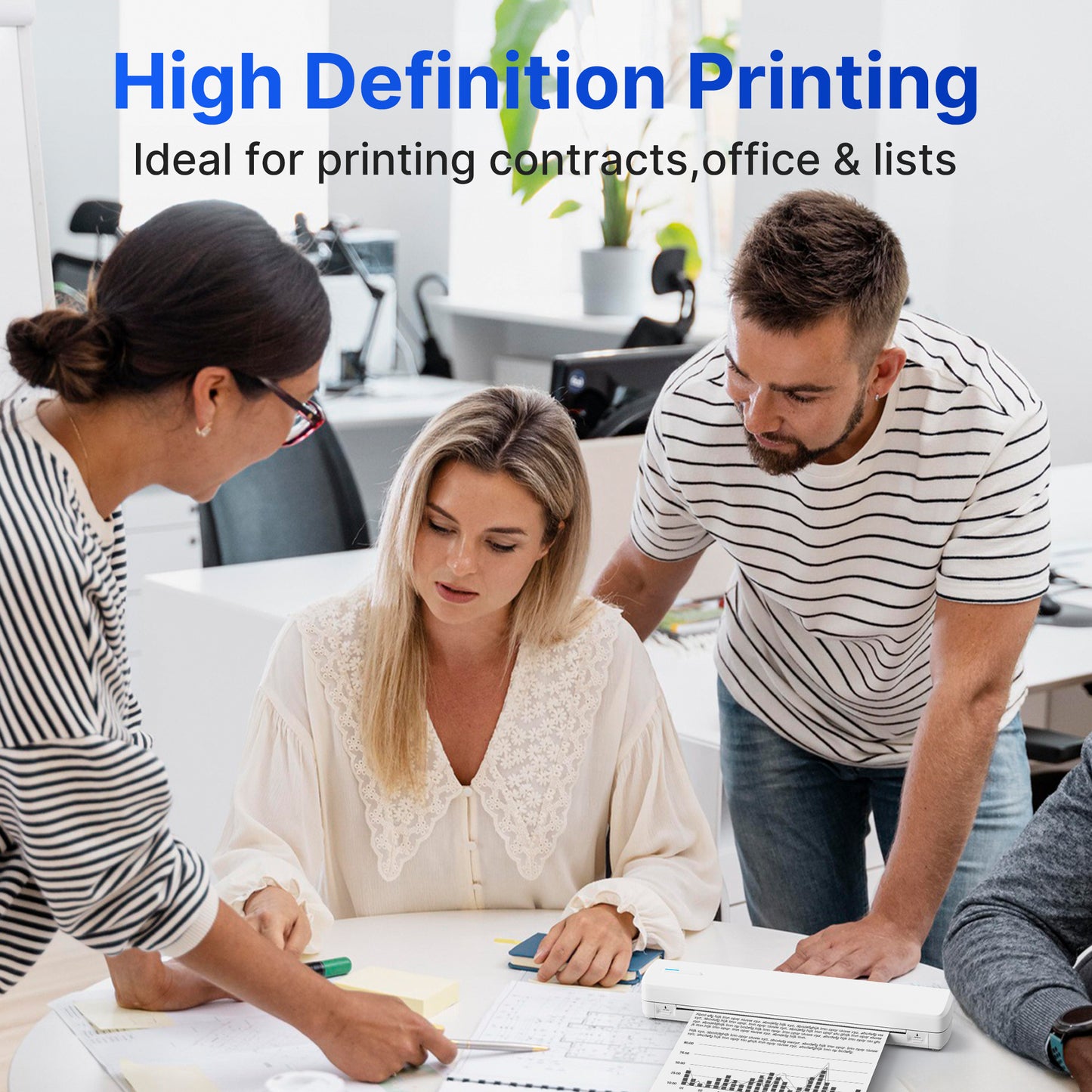 Portable Wireless Inkless Thermal Printer, Compact Travel Printer for Phone Laptop Pad, Supports Folding/Roll/Tattoo Paper