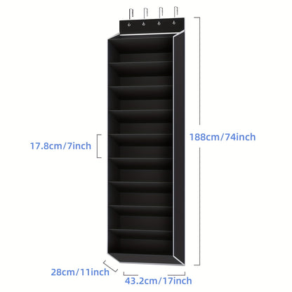 10‑Tier Over‑the‑Door Shoe Rack, Large Capacity Hanging Shoe Organizer with 4 Metal Hooks, Holds 20 Pairs