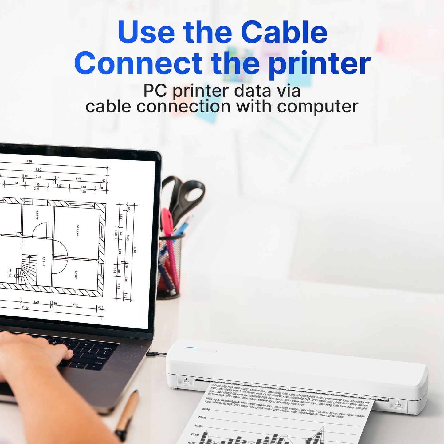 Portable Wireless Inkless Thermal Printer, Compact Travel Printer for Phone Laptop Pad, Supports Folding/Roll/Tattoo Paper