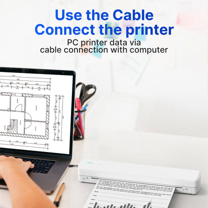 Portable Wireless Inkless Thermal Printer, Compact Travel Printer for Phone Laptop Pad, Supports Folding/Roll/Tattoo Paper