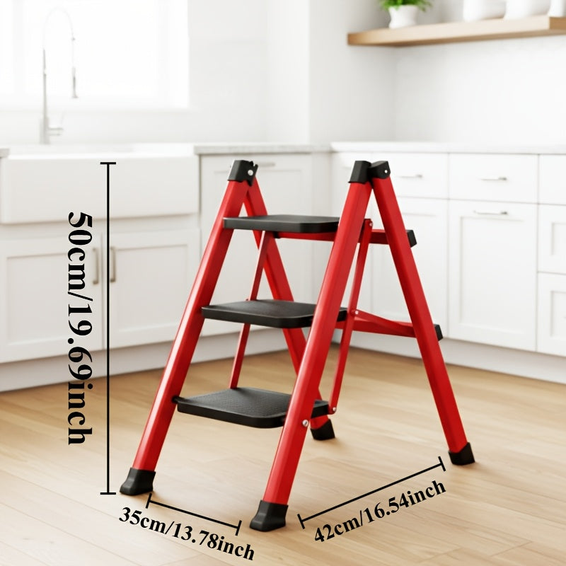 2/3/4/5 Step Folding Ladder, 490Lbs Weight Capacity Anti‑Slip Safety Lock Design, Rust‑Resistant Home Garage Industrial Ladder