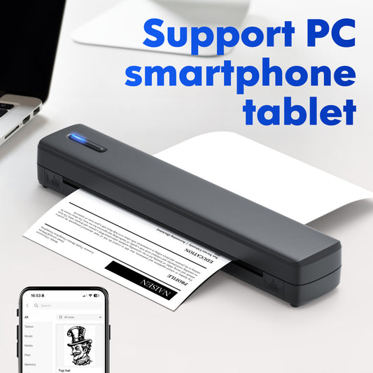Portable Wireless Inkless Thermal Printer, Compact Travel Printer for Phone Laptop Pad, Supports Folding/Roll/Tattoo Paper