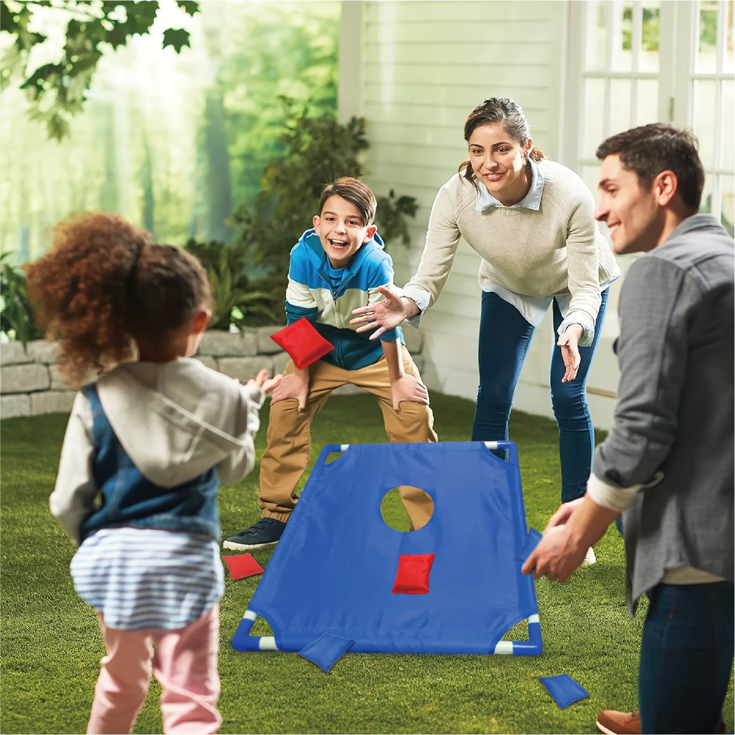 Cornhole Game Set with 2 Boards 6 Bean Bags & Carry Bag, Indoor Outdoor Yard Beach Game for Kids Adults Party Camping Gift