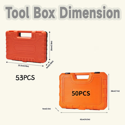 50/53Pcs Professional Ratchet Wrench Tool Set, High‑End Auto & Bicycle Maintenance Repair Kit