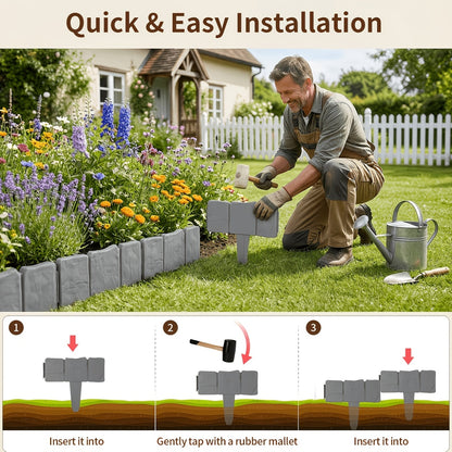 50Pcs Plastic Garden Landscape Boundary Fence, Easy Install Lawn Partition Fence for Outdoor Vegetable Garden Yard Decoration