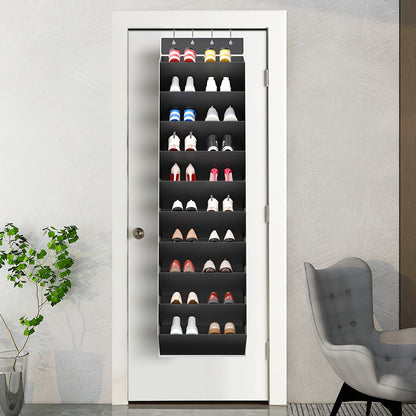 10‑Tier Over‑the‑Door Shoe Rack, Large Capacity Hanging Shoe Organizer with 4 Metal Hooks, Holds 20 Pairs