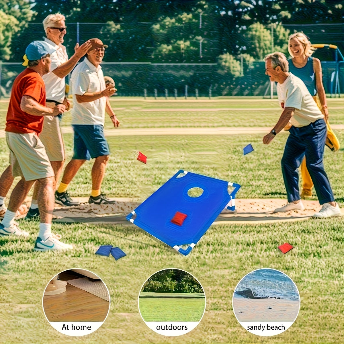 Cornhole Game Set with 2 Boards 6 Bean Bags & Carry Bag, Indoor Outdoor Yard Beach Game for Kids Adults Party Camping Gift