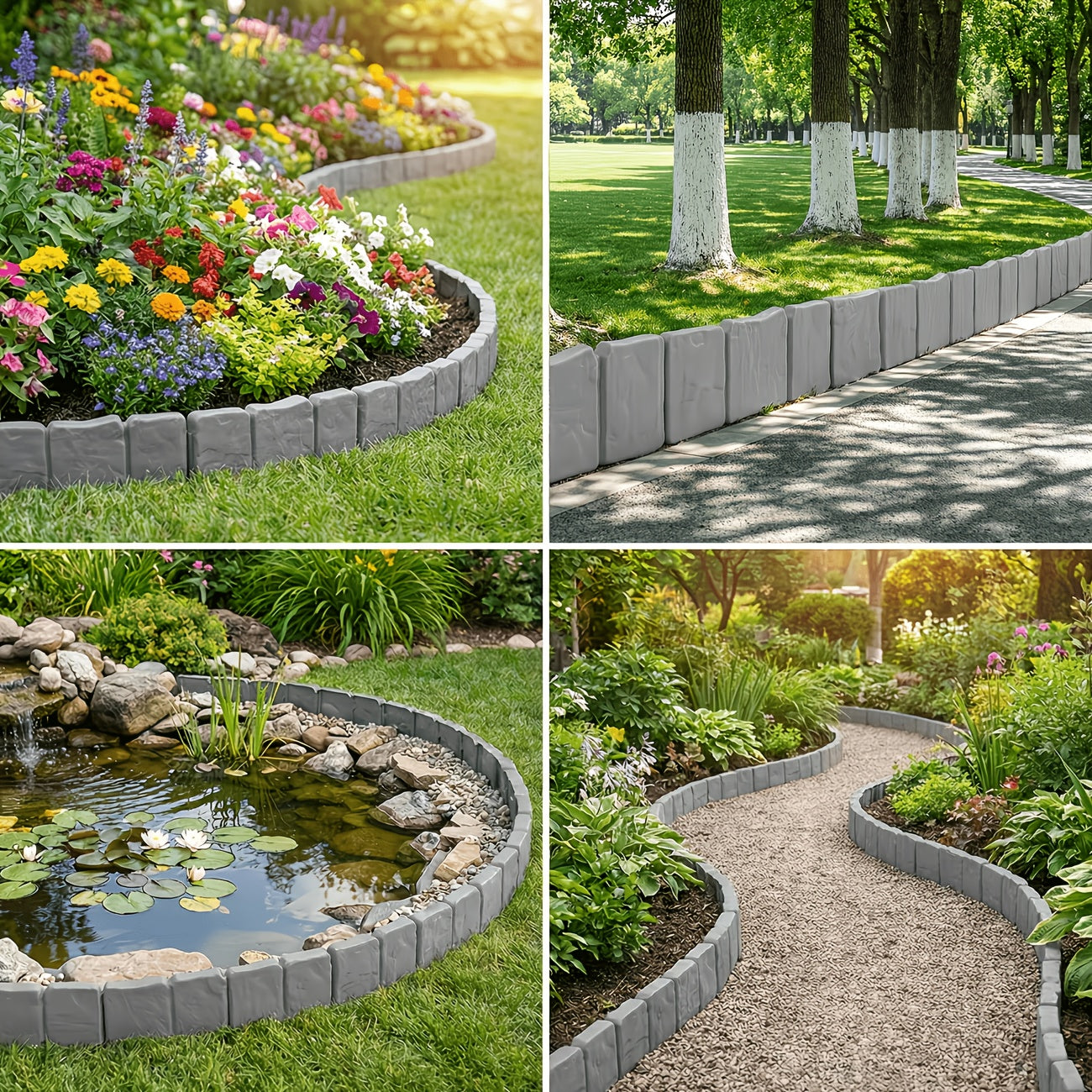 50Pcs Plastic Garden Landscape Boundary Fence, Easy Install Lawn Partition Fence for Outdoor Vegetable Garden Yard Decoration