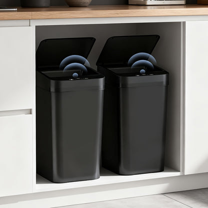 Black 2‑Pack Motion Sensor Smart Trash Can, 2.94 Gallon Touchless Lid Waste Bin for Bathroom Home