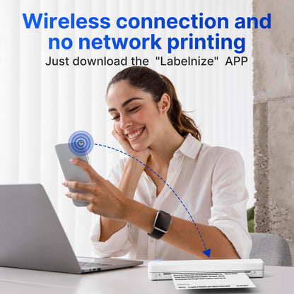 Portable Wireless Inkless Thermal Printer, Compact Travel Printer for Phone Laptop Pad, Supports Folding/Roll/Tattoo Paper