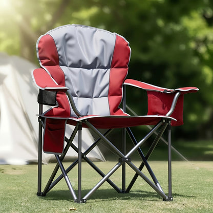 1/2 Pack Extra Large Heavy Duty Folding Camping Chair, 500 Lbs Capacity with Side Pocket Cooler Bag Cup Holder