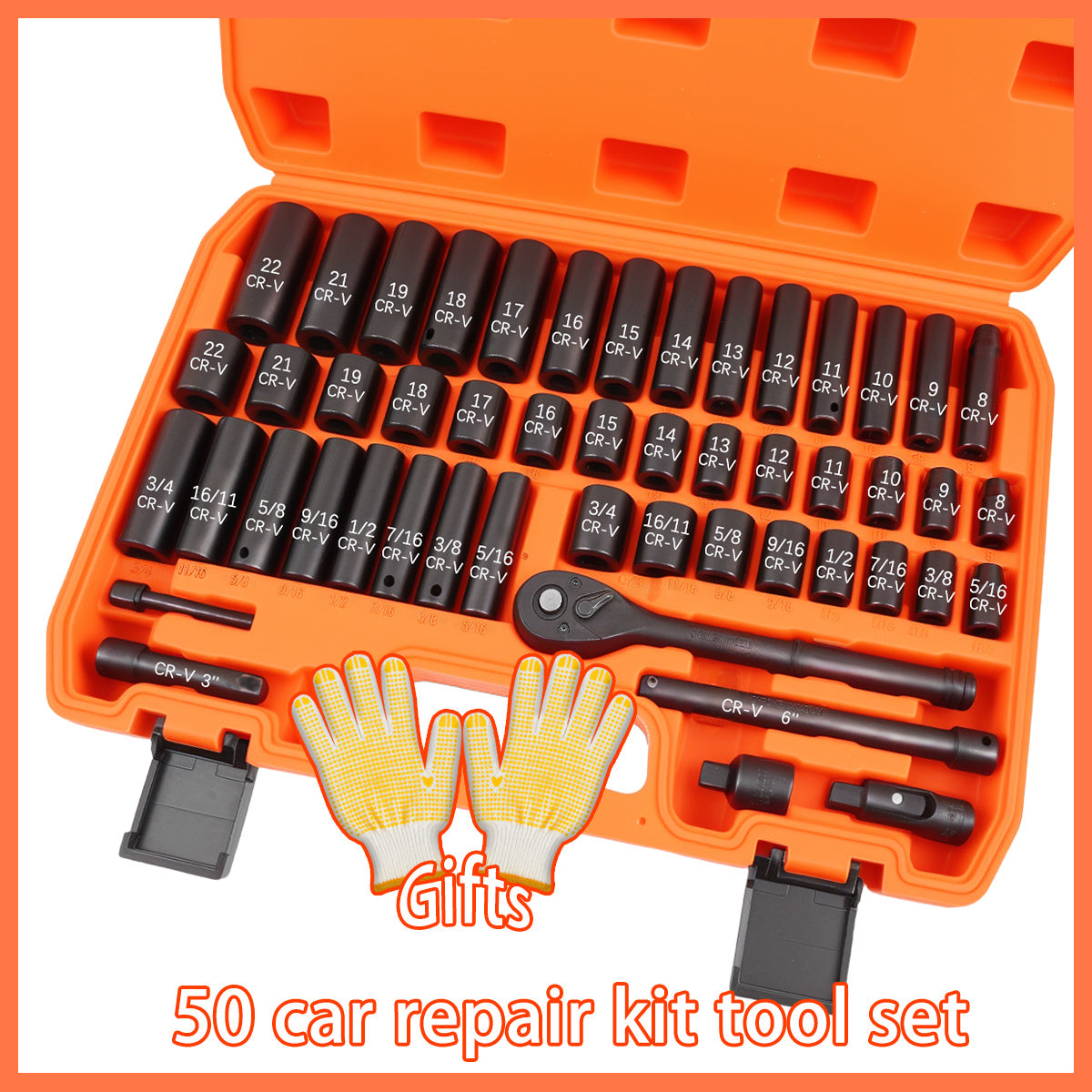 50/53Pcs Professional Ratchet Wrench Tool Set, High‑End Auto & Bicycle Maintenance Repair Kit