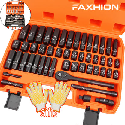 50/53Pcs Professional Ratchet Wrench Tool Set, High‑End Auto & Bicycle Maintenance Repair Kit