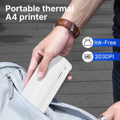 Portable Wireless Inkless Thermal Printer, Compact Travel Printer for Phone Laptop Pad, Supports Folding/Roll/Tattoo Paper