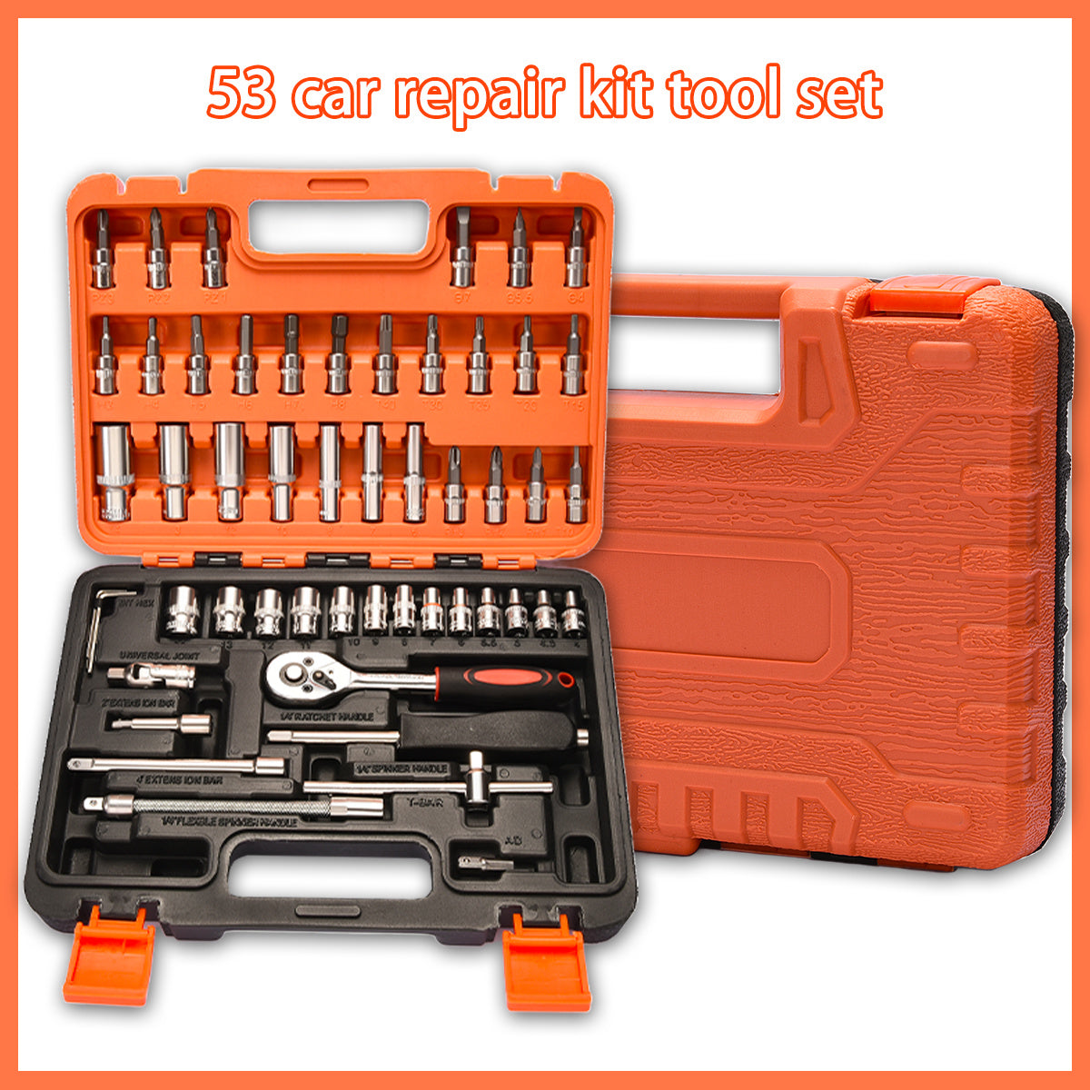 50/53Pcs Professional Ratchet Wrench Tool Set, High‑End Auto & Bicycle Maintenance Repair Kit