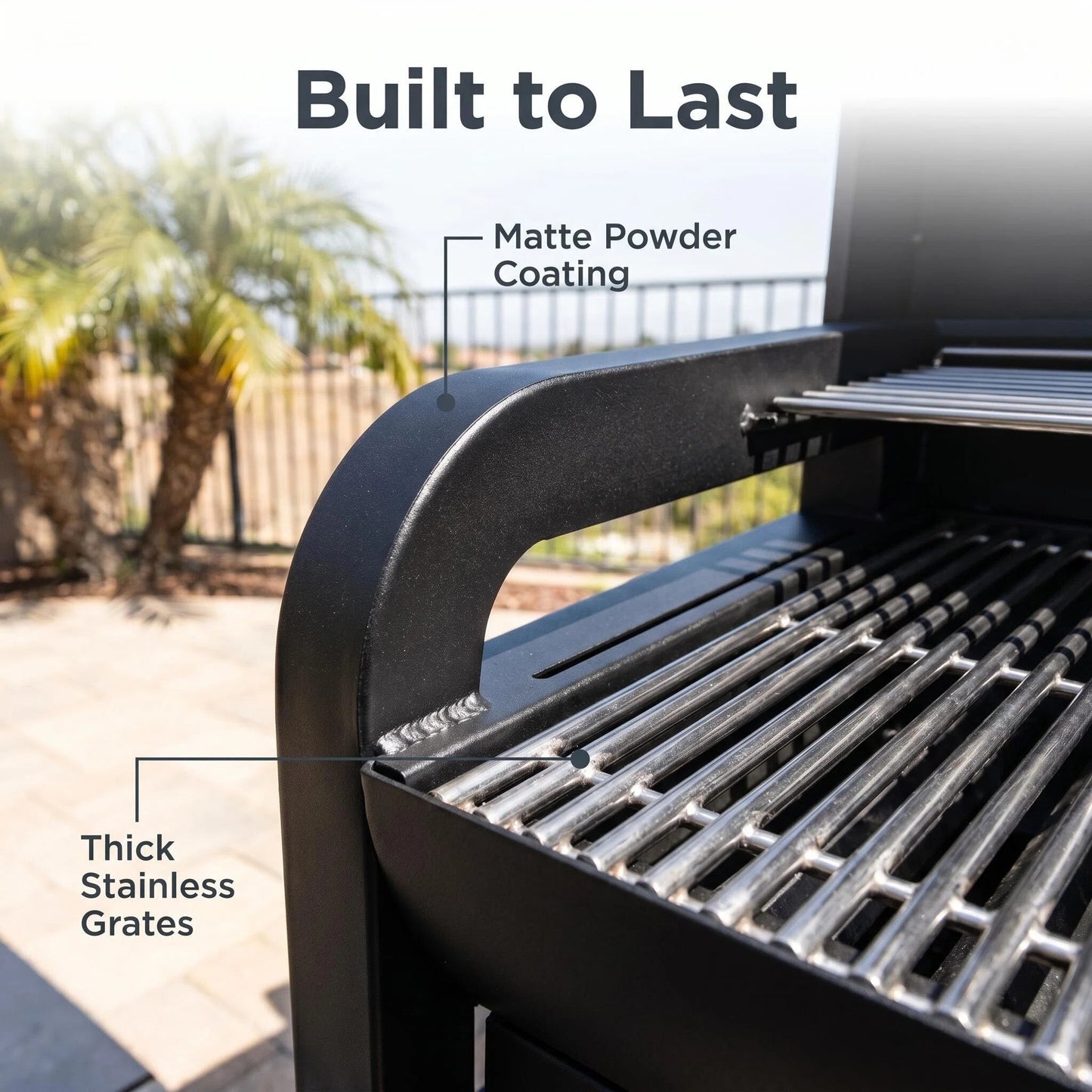 Portable Backyard Santa Maria Style BBQ Grill Cart with Rotisserie & Prep Shelf
