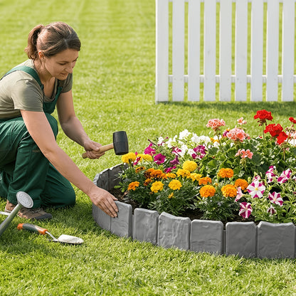 50Pcs Plastic Garden Landscape Boundary Fence, Easy Install Lawn Partition Fence for Outdoor Vegetable Garden Yard Decoration