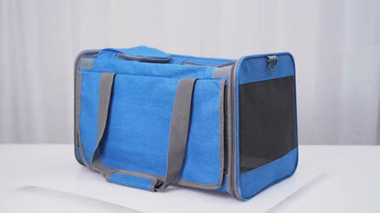Airline Approved Collapsible Pet Carrier for Medium Cats Small Dogs, Oxford Cloth Breathable Travel Crate with Leash & Collar